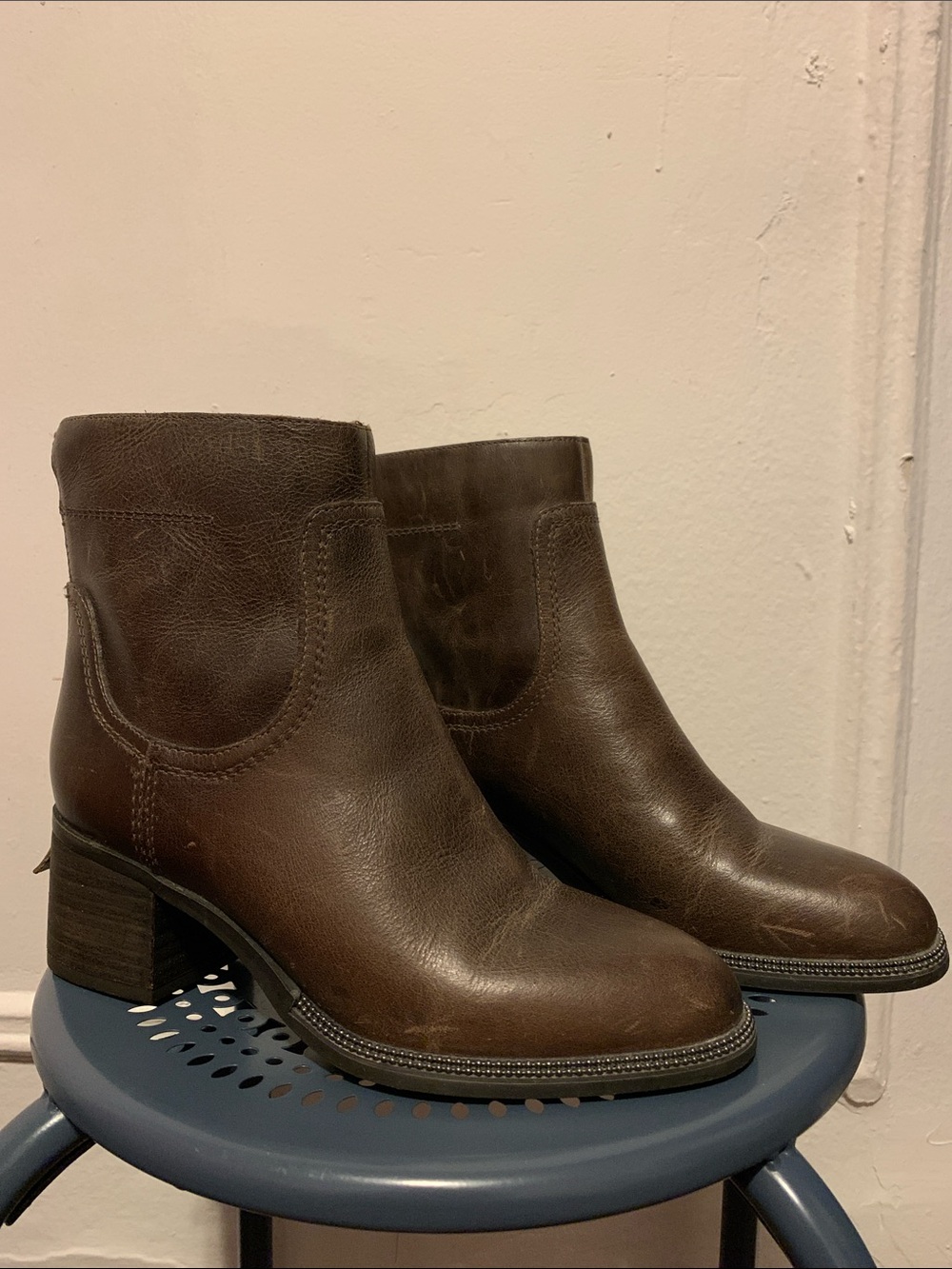 Franco Sarto Dark Brown Leather Ankle Booties Women Size 5.5